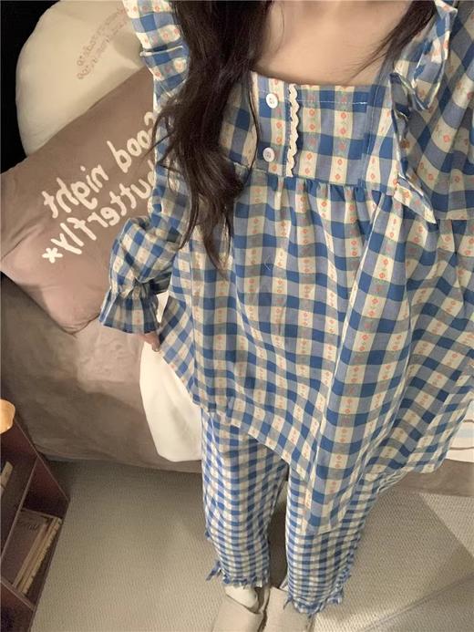 裁缝学苑AS462韩版荷叶边棉麻方领长裤家居服纸样睡衣套装女装版型图纸 商品图2