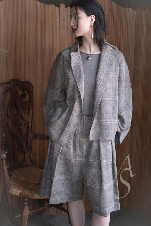 Cortana  米色/灰色LIAN船领亚麻T恤 商品图10