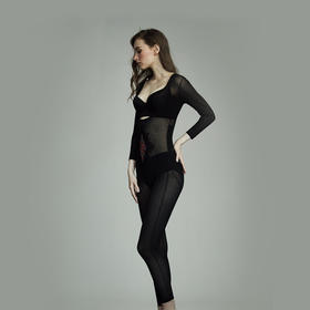 CB | 黑色棉麻长袖长裤连体衣