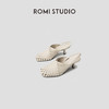 ROMI STUDIO“复古优雅”手工编织镂空包头细跟米白色方头凉鞋S8012 商品缩略图1