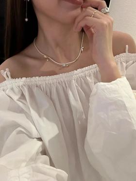 董洁同款Wens新叶果实珍珠项链3mm施华洛世奇珍珠