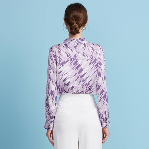 EITIE爱特爱秋季新款时尚通勤印花飘带衬衫女上衣7509206 商品图4
