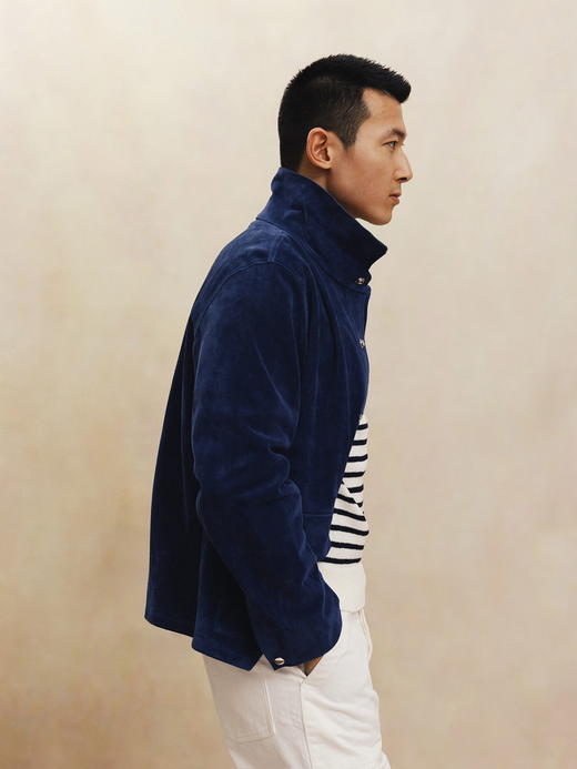 Fortela 宝蓝色麂皮衬衫夹克 商品图1