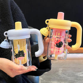 【内置茶仓！茶水分离】玻璃杯女生高颜值吸管水杯新款大容量便携茶水分离耐高温学生杯子ry，可拆卸式，全方位清洗。ry