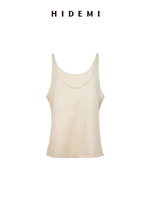 HIDEMI进口针织亚麻纱线自然肌理感背心半裙极简套装 背心/半裙 商品图11