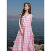三彩2025夏季新款格纹吊带裙莱赛尔连衣裙收腰A字裙长裙甜美M 商品缩略图1