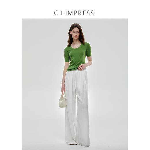C+IMPRESS/西嘉天丝亚麻混纺 梨型救星 慵懒ROW风垂感阔腿裤女夏KZ2502009 商品图2