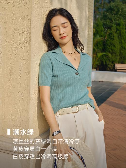 丝棉混纺翻驳领polo毛衫FCF1WST027 商品图5