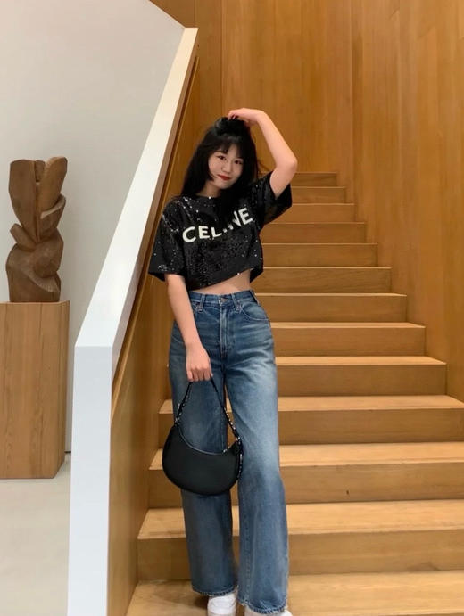 48-8 首日巨折 谁穿都要卷裤脚 Ce经典款 猫须微喇 超弹力 阔腿牛仔裤 大长腿 商品图3