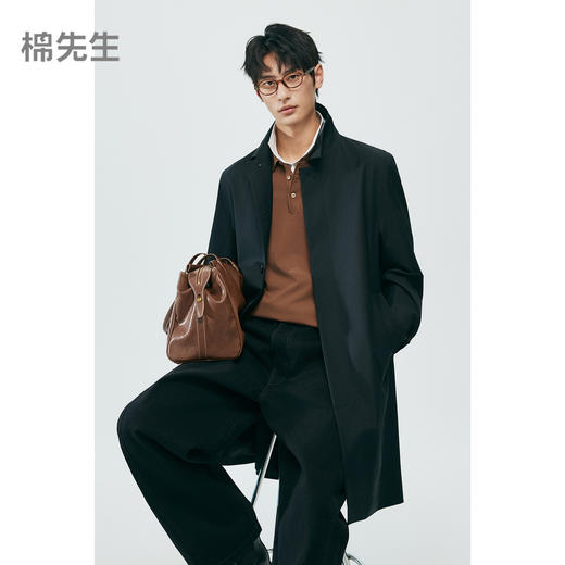 棉仓362809003-微宽松毛涤翻领中长款风衣 商品图0