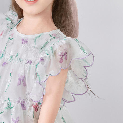 笛莎Deesha 童装女童衬衫2025夏新款女童夏日氛围感花版雪纺衬衫 商品图3