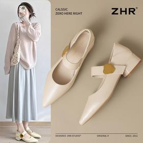 ZHR则则尖头玛丽珍鞋2025新款气质爆款法式单鞋高级女鞋一鞋两穿