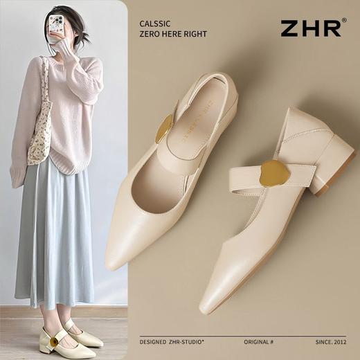 ZHR则则尖头玛丽珍鞋2025新款气质爆款法式单鞋高级女鞋一鞋两穿 商品图0