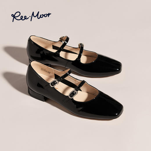 Reemoor睿慕2025年春季法式复古水钻扣带玛丽珍 商品图2