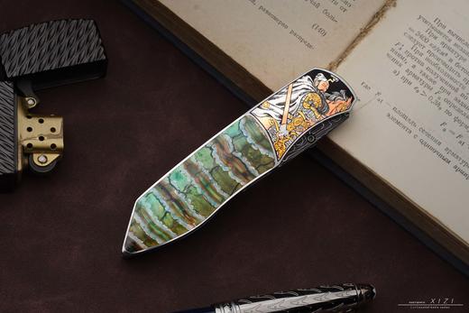 三希堂  现代刀系列  五虎上将雕金小折  未开刃 商品图13