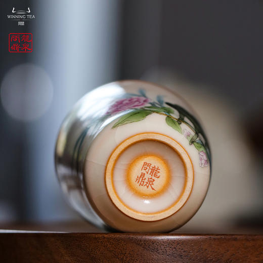 龙泉问鼎彩绘哥窑天水杯（牡丹香炉） 商品图2