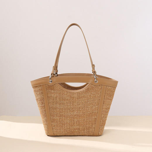 雀说 沙滩子母包草编菜篮子单肩女包编织托特包W2285 商品图5