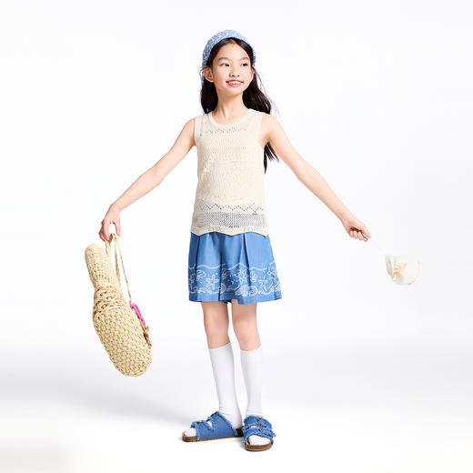 【实体店同款】女童全腰牛仔中裤夏季新款安奈儿童装AG526683 商品图5