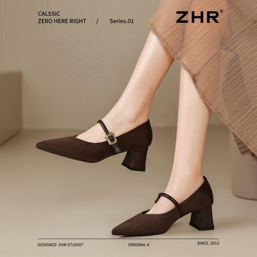 ZHR复古尖头浅口单鞋女2025新款洋气玛丽珍女鞋百搭通勤粗跟鞋子 商品图8