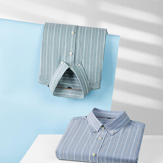 【100%棉】【DM】大依优型大码条纹短袖衬衫加肥加大半袖衬衣男夏季薄款胖子休闲宽松上衣 商品图6