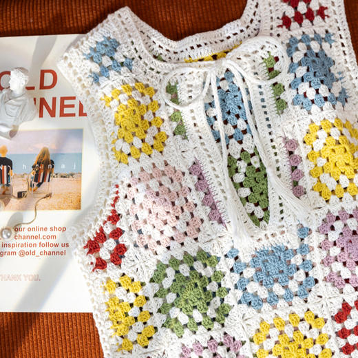 苏苏姐家彩虹系带罩衫手工diy钩针编织棉麻衣服毛线团材料包 商品图3