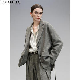 【有赞】COCOBELLA提花人字纹老钱风轻商务西装早春休闲通勤外套SI0010-2