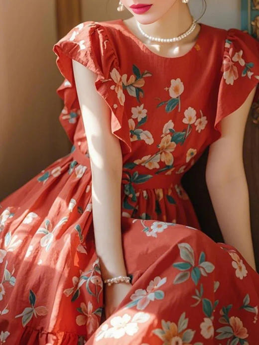 裁缝学苑AS463小飞袖连衣裙纸样女装法式复古显瘦收腰长裙子样板 商品图0