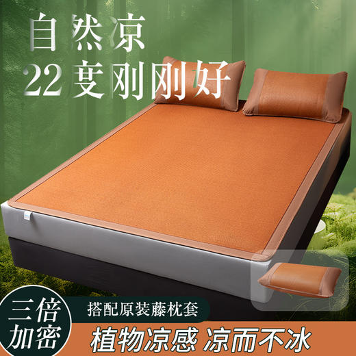 日用百货-夏季天然纯冰藤藤凉席冰丝席可折叠床笠款竹席 商品图0