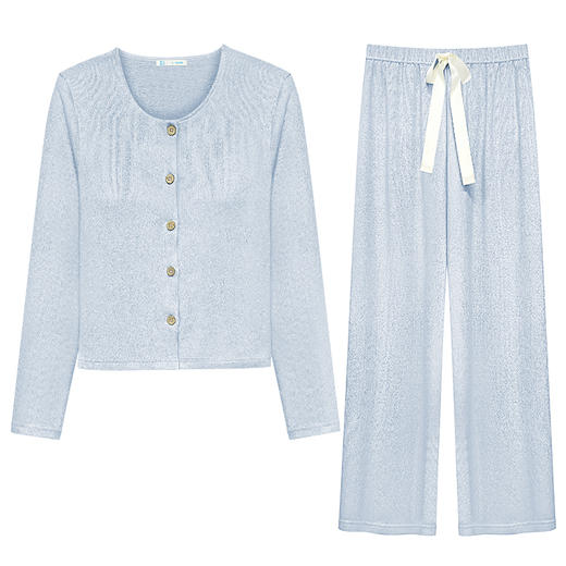 爱帝 女式花纱长袖家居套装（带胸垫） 商品图11