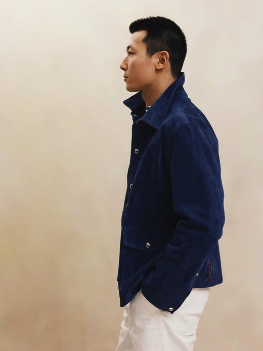 Fortela 宝蓝色麂皮衬衫夹克 商品图2