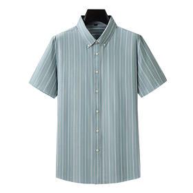 【100%棉】【DM】大依优型大码条纹短袖衬衫加肥加大半袖衬衣男夏季薄款胖子休闲宽松上衣