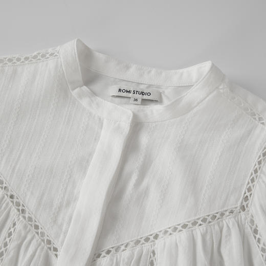 ROMI STUDIO法式复古+宽松圆领拼接镂空衬衣半裙套装T3066/D3140 商品图3