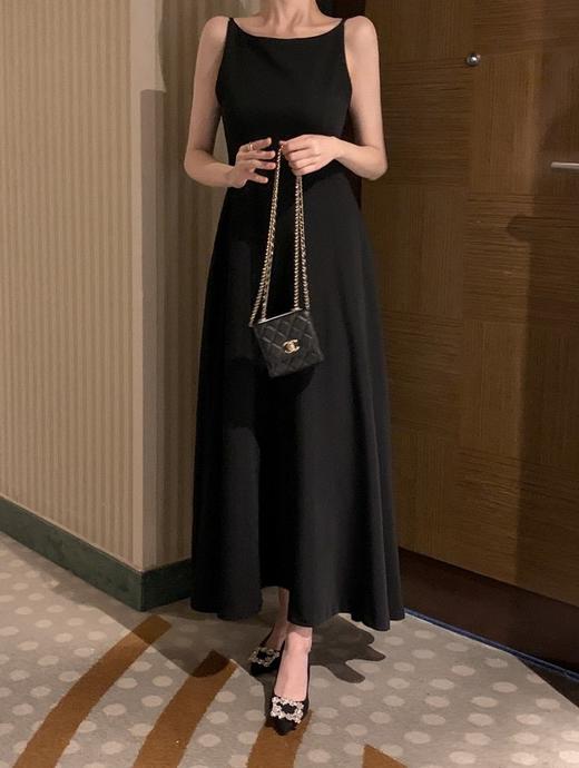 【GZ】无忧购韩国chic温柔风轻奢一字肩高级设计感无袖长款连衣裙15608（截单后7天发货) 商品图4