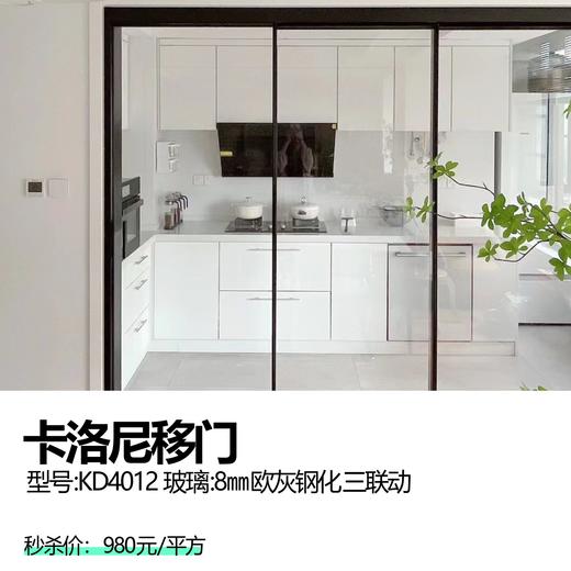 卡洛尼移门  型号:KD4012  玻璃:8mm欧灰钢化 三联动 商品图0