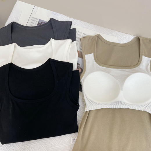 严选 | 青岛即墨自有工厂 带胸垫方领背心MC6061 舒适亲肤 时尚百搭 商品图2