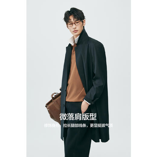 棉仓362809003-微宽松毛涤翻领中长款风衣 商品图1