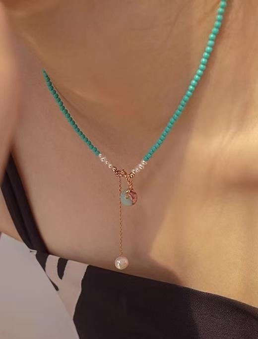纯天然绿松石巴洛克珍珠帝皇石补木安神时尚项链 商品图4