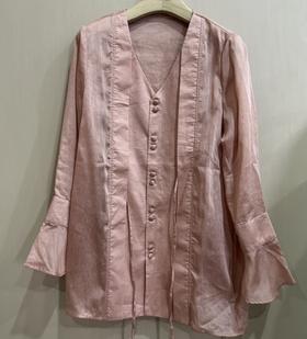 【线上专属】V领衬衫(24710078-檀唇)