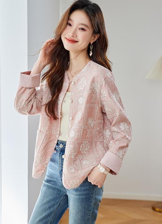 白玉兰香雅韵东方棉麻重工珠片绣小香风外套开衫外套 商品图11