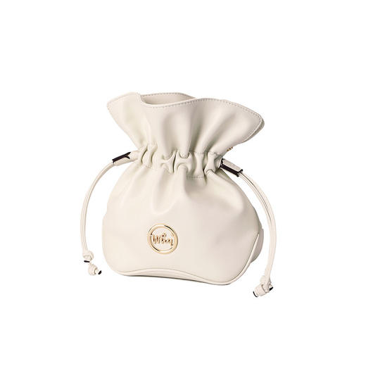 《WHY》YA8835真皮包包黑色小笼包休闲简约女包抽绳福袋斜挎包高级高褶皱水桶包 商品图4