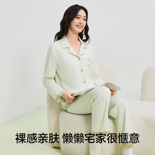 【清仓捡漏】【XL-2XL】【免穿文胸】【有棵树】女士春秋款开衫睡衣家居服套装 商品图2