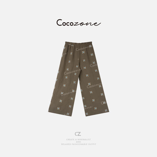 COCO ZONE 刘一一 【莱赛尔麻混纺】通勤刺绣阔腿休闲裤CD2A0772 商品图1