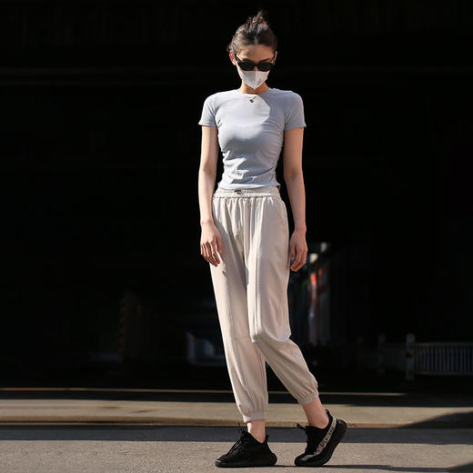 beemen运动长裤女夏弹力哈伦裤薄款速干透气宽松束脚瑜伽健身裤 商品图4