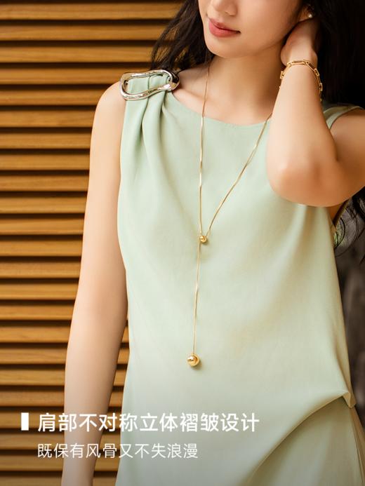 静奢贵气 naia醋酸混纺立体褶皱设计无袖连衣裙FCF1DRS025 商品图3