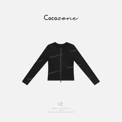 COCO ZONE 刘一一 复古纯色拉链修身圆领女式休闲打底CD1A0166 商品图0