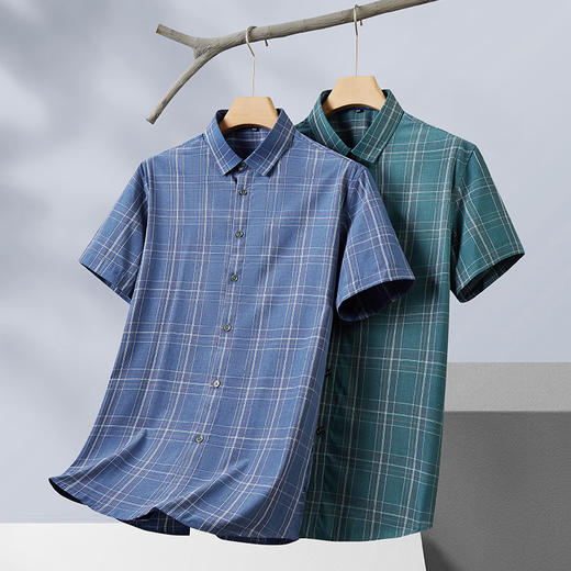 【DM】大依优型大码短袖衬衫加肥加大半袖衬衣男夏季薄款胖子休闲宽松上衣 商品图3