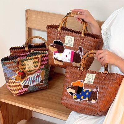 【YiLuoShan腊肠狗手工编织包】环保PP仿藤材质 做工精致 慵懒时尚感 休闲通勤都可搭配 商品图1