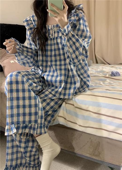 裁缝学苑AS462韩版荷叶边棉麻方领长裤家居服纸样睡衣套装女装版型图纸 商品图3