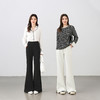 【内购】【含绵羊毛  含醋纤】简约通勤松紧高腰开叉显瘦弹力厚喇叭长裤-151K73626 商品缩略图2
