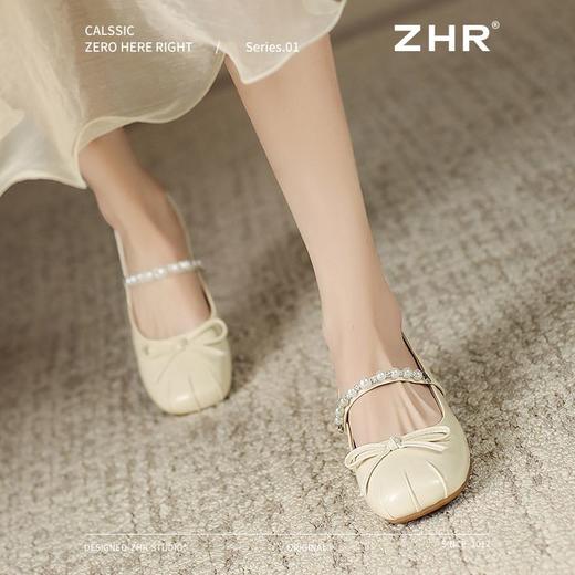 ZHR则则粗跟玛丽珍鞋2025新款气质百搭女鞋气质珍珠浅口单鞋女鞋 商品图2